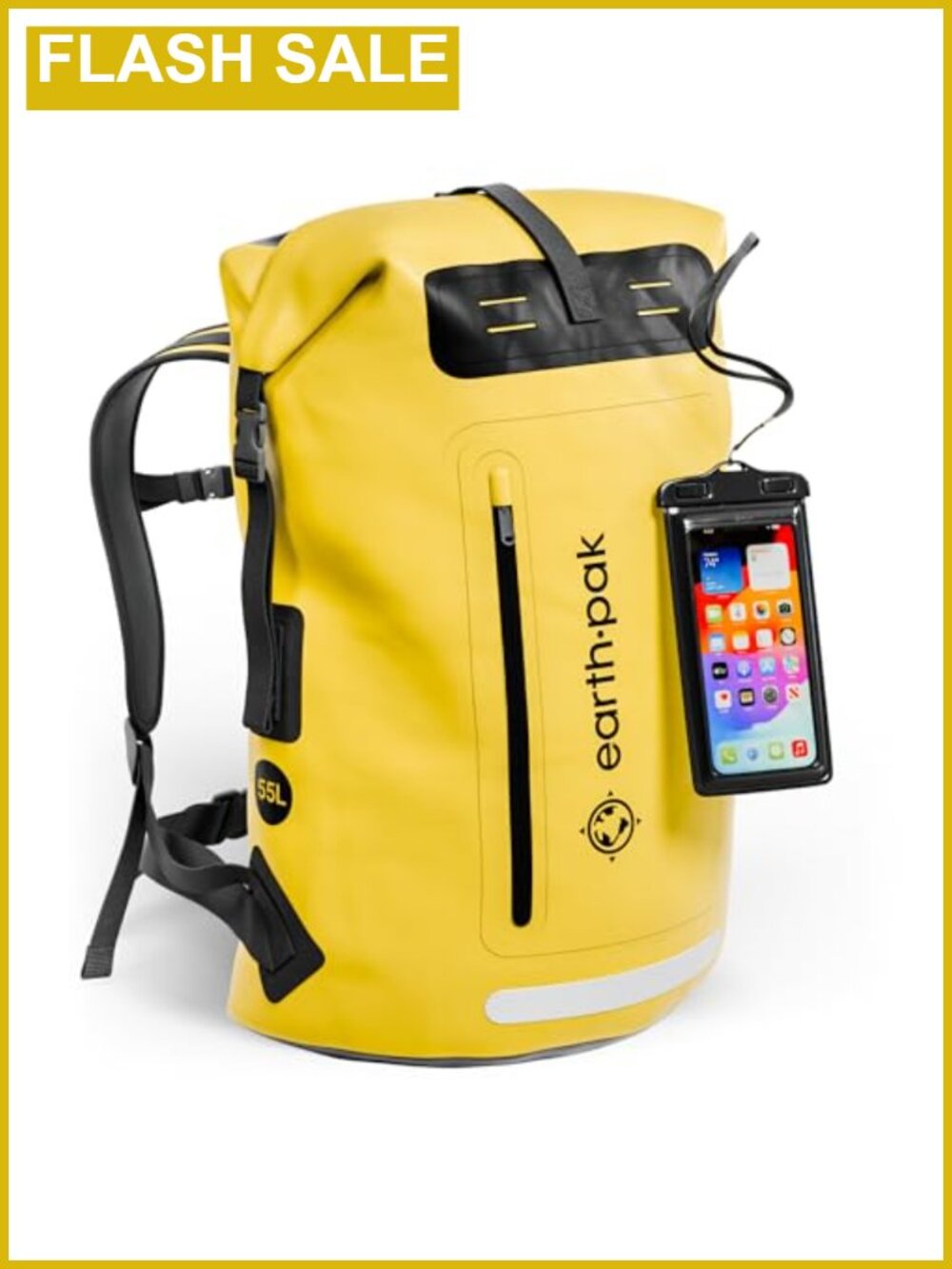 Waterproof Dry Bag Backpack 55L Roll Top 500D PVC Kayaking Boating Fishing